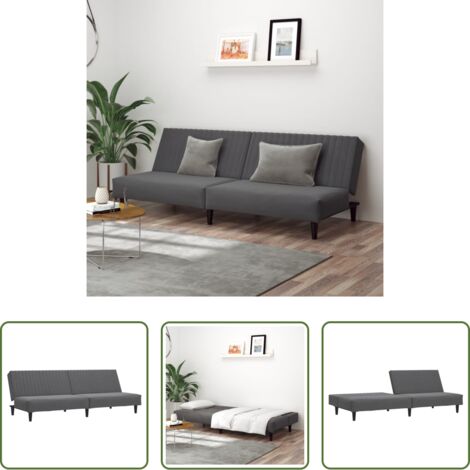 Letto a 2 posti -  Divano Letto a 2 Posti Grigio Scuro in Velluto