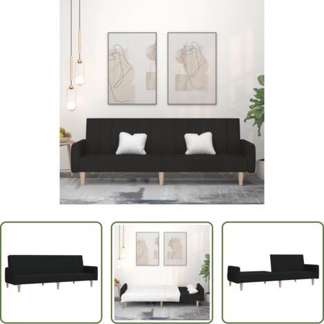 Letto a 2 posti -  Divano Letto a 2 Posti Nero in Tessuto