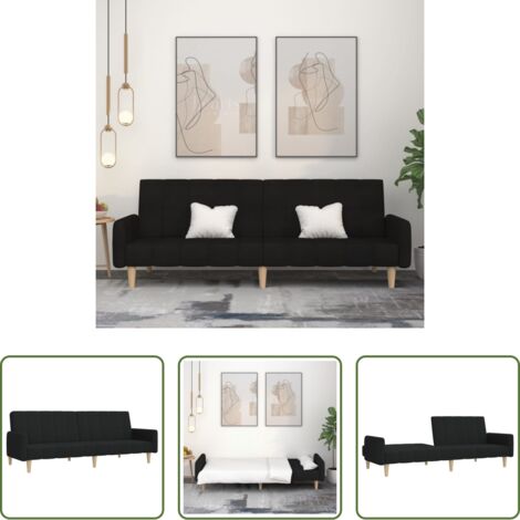 Letto a 2 posti -  Divano Letto a 2 Posti Nero in Tessuto