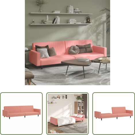 Letto a 2 posti -  Divano Letto a 2 Posti Rosa in Velluto