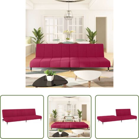 Letto a 2 posti -  Divano Letto a 2 Posti Rosso Vino in Velluto