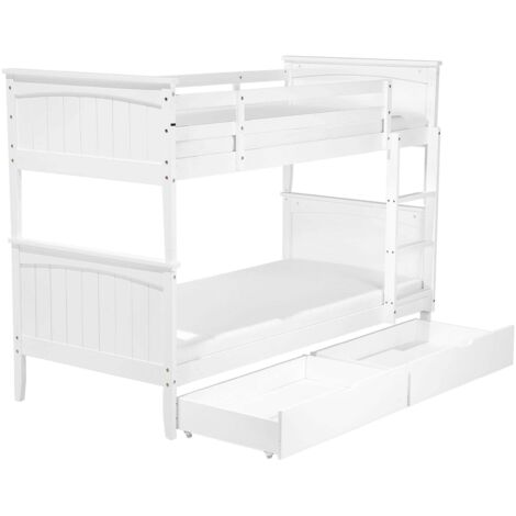 Letto A Castello 90 x 200 cm in Legno Bianco con Cassettiera Albon