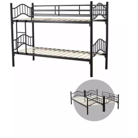 N.D. letto a castello bellahome "berna" scomponibile in 2 letti singoli in ferro nero 203x83x145,5 cm