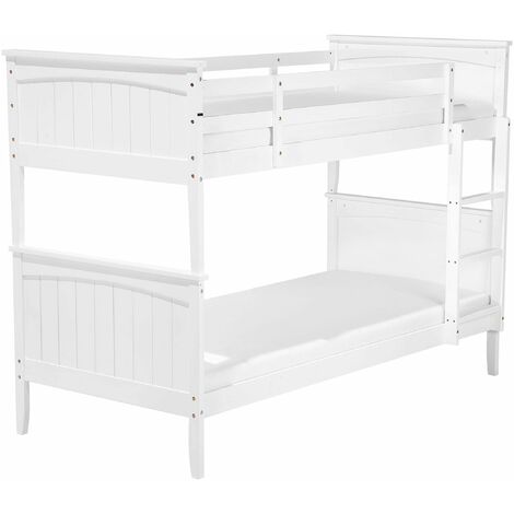Letto a Castello Bianco in Legno di Pino con Scala 90 x 200 cm Albon