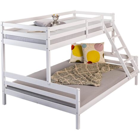 Letto a Castello Bianco senza Rete a Doghe 209 x 148 x 171 cm