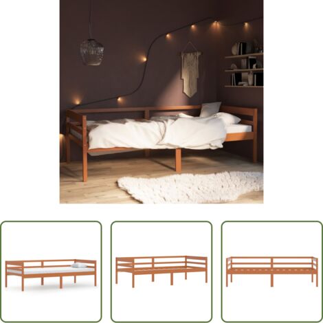 Letto a castello -  Giroletto senza Materasso Ambrato Legno Massello Pino 90x200 cm