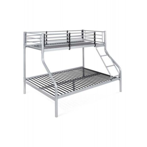 Letto a castello in acciaio verniciato grigio in tubolare d'acciaio 140x190xh.160 cm
