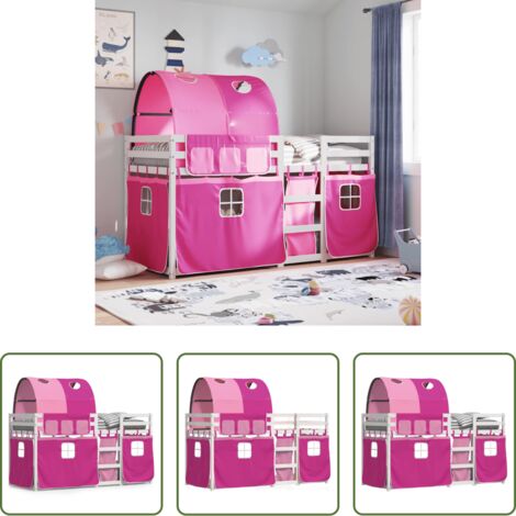 Letto a castello in legno -  Letto a Castello senza Materasso Rosa 80x200 cm Legno di Pino