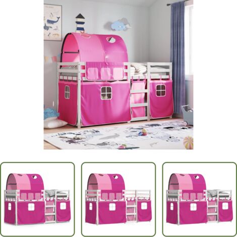 Letto a castello in legno -  Letto a Castello senza Materasso Rosa 90x200 cm Legno di Pino