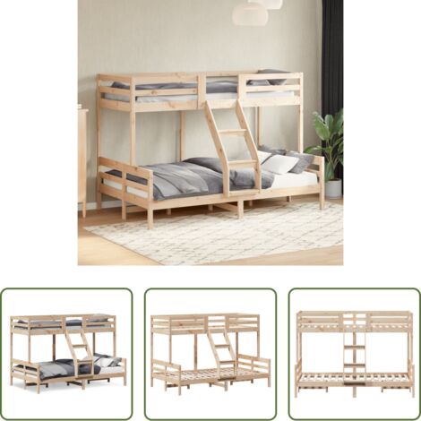 Letto a castello in pino -  Letto a Castello 80x200/120x200 cm in Legno Massello di Pino