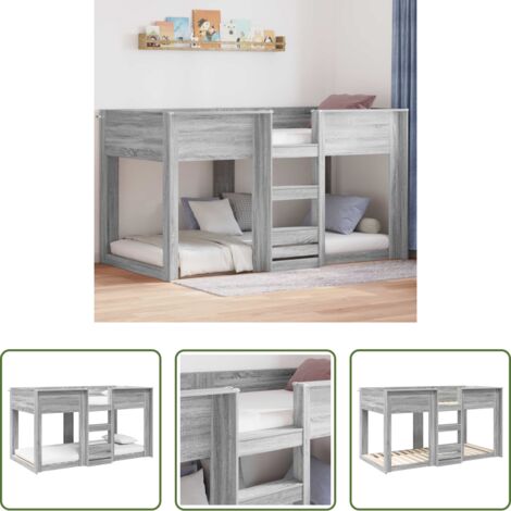 Letto a Castello -  Letto a Castello per Bambini Grigio Sonoma 90 x 200 cm