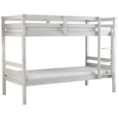 letto a castello "lione" in pino massello bianco 199,5x97x150 cm