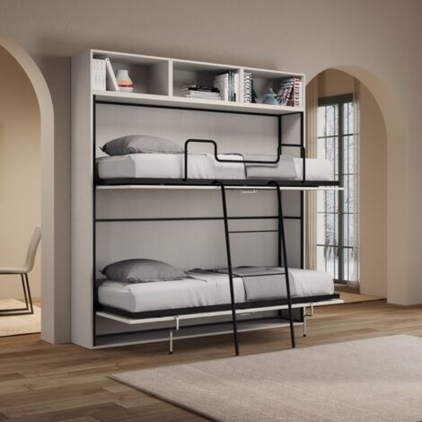 Letto a castello NABOR a scomparsa Bianco Frassino Composizione L