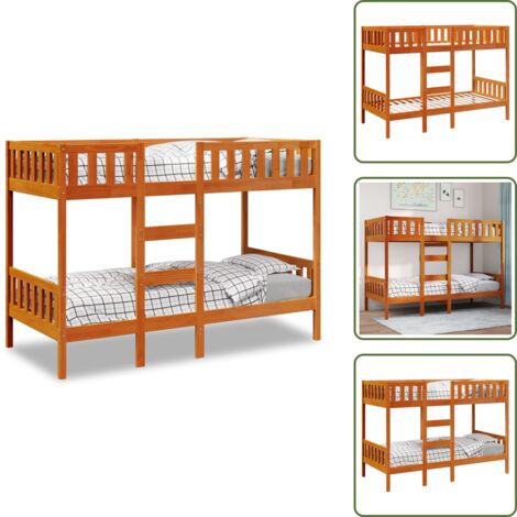 Letto a castello per bambini - vidaXL Letto a Castello Marrone Cera 90x200 cm in Legno di Pino - Letto a castello salvaspazio