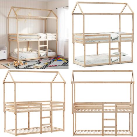 Letto a Castello senza Materasso 90x190 cm Legno di Pino - Letto per bambini - Letto con tetto