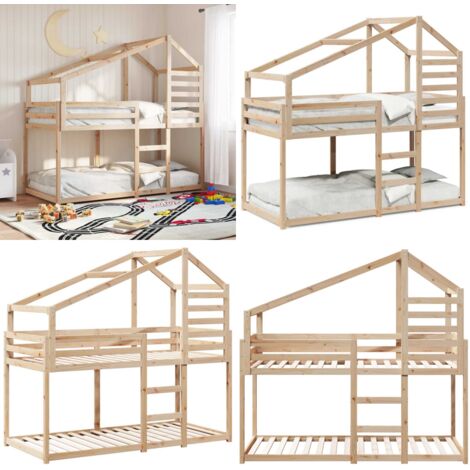 Letto a Castello senza Materasso 90x200cm Massello Pino - Letto per bambini - Letto in legno