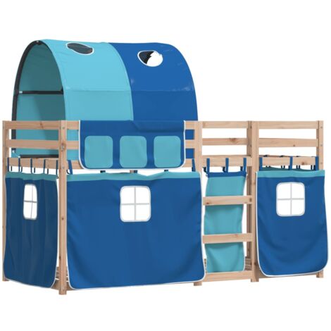 Letto a Castello senza Materasso Blu 90x190cm Massello Pino vidaXL