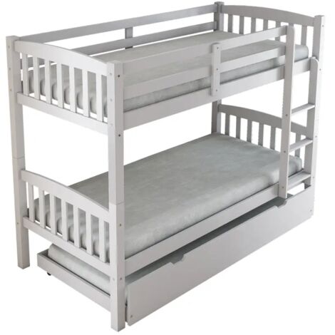 letto a castello "tolosa" in pino massello bianco 201x98x154 cm