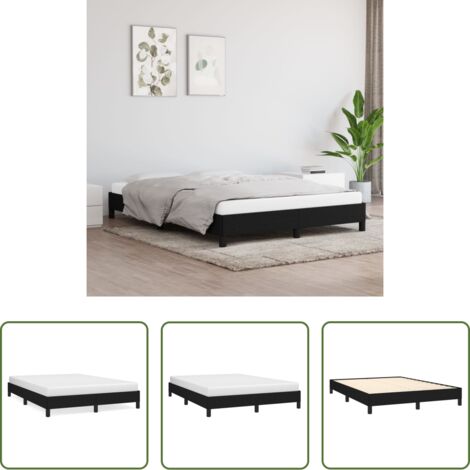Letto a doghe -  Giroletto senza Materasso Nero 140x190 cm in Tessuto