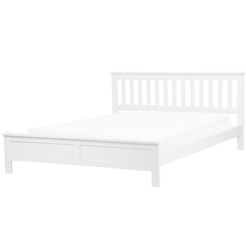 Beliani Letto In Legno Di Pino Bianco Con Rete A Doghe 180 X 200 Cm...
