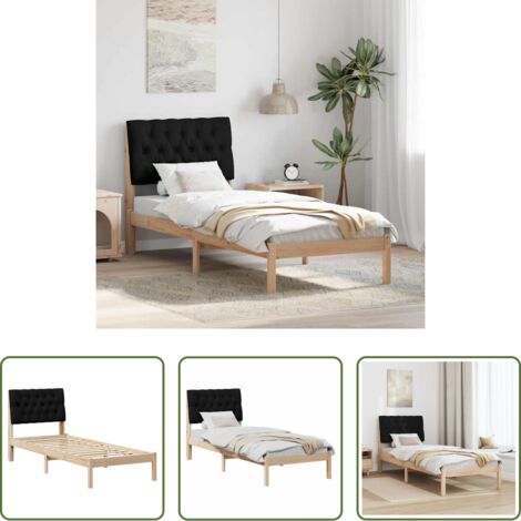 Letto a doghe -  Letto con Testiera Rivestita con testiera Marrone 75 x 190 cm