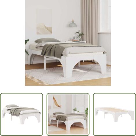 Letto a doghe -  Struttura del letto Bianco 90 x 190 cm Pino massello