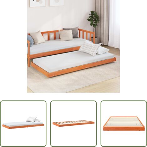 Letto a doghe -  Struttura del letto Marrone cerato 90 x 190 cm Pino massello