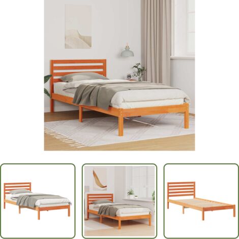 Letto a doghe -  Struttura del letto Marrone cerato 90 x 210 cm Pino massello