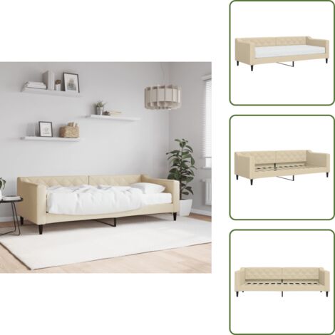 Letto a doghe - vidaXL Divano Letto con Materasso Crema 80x200 cm in Tessuto - Divano letto 2 in 1