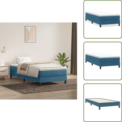 Letto a doghe - vidaXL Letto a Molle senza Materasso Blu Scuro 80x220 cm Velluto - Letto con molle
