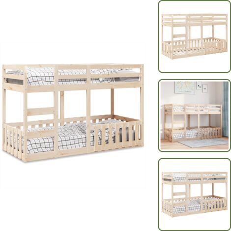 Letto a due letti - vidaXL Letto a Castello 90x190 cm in Legno Massello di Pino - Letto salvaspazio
