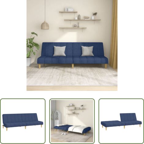 Letto a due posti -  Divano Letto a 2 Posti Blu in Tessuto