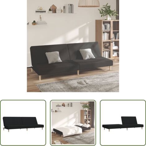 Letto a due posti -  Divano Letto a 2 Posti Nero in Tessuto