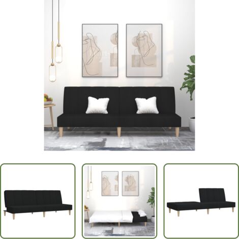 Letto a due posti -  Divano Letto a 2 Posti Nero in Tessuto