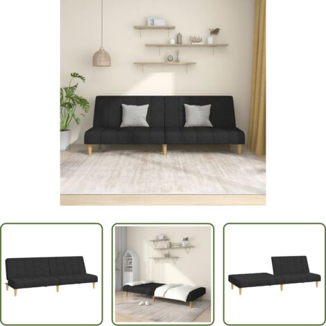 Letto a due posti -  Divano Letto a 2 Posti Nero in Tessuto