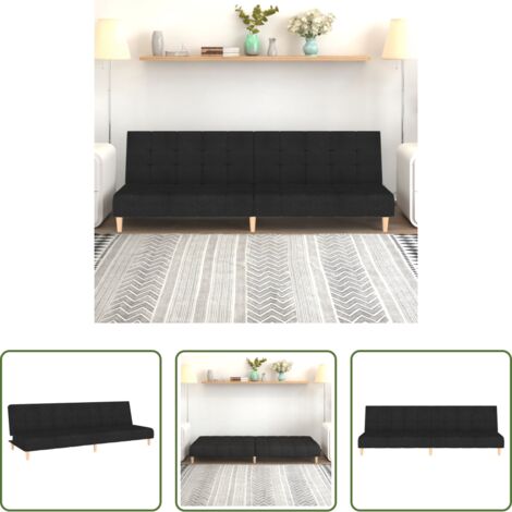 Letto a due posti -  Divano Letto a 2 Posti Nero in Tessuto