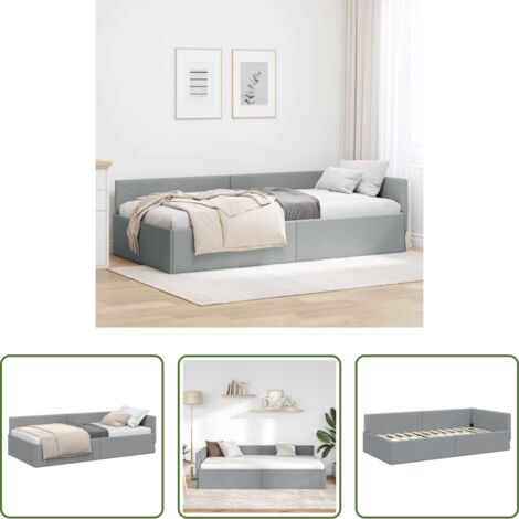 Letto a L -  Cornice del letto ad angolo Grigio chiaro 80 cm x 200 cm