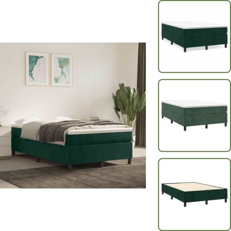 Letto a molle con gambe di supporto - vidaXL Struttura Letto a Rete a Molle Verde Scuro 120x200 cm in Velluto - Letto a molle con doghe in compensato
