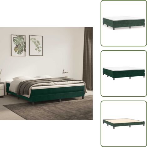 Letto a molle con gambe di supporto - vidaXL Struttura Letto a Rete a Molle Verde Scuro 180x200 cm in Velluto - Letto a molle in compensato