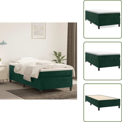 Letto a molle con gambe di supporto - vidaXL Struttura Letto a Rete a Molle Verde Scuro 80x200 cm in Velluto - Letto a molle con doghe in compensato