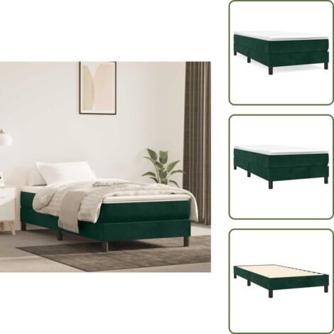 Letto a molle con gambe di supporto - vidaXL Struttura Letto a Rete a Molle Verde Scuro 90x190 cm in Velluto - Letto a molle in compensato