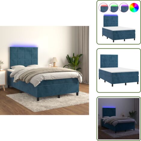 Letto a Molle con Materasso e LED, Letto Matrimoniale, Letto per adulti Blu Scuro 120x200cm KDLO556524 MaisonChic
