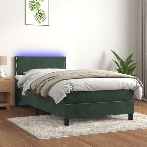 Letto a Molle con Materasso e LED，Letti per adulti，Letto singolo Grigio  Scuro 100x200 cm