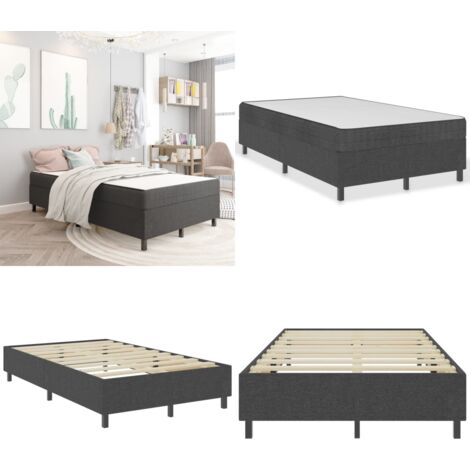 Letto a Molle Grigio Scuro in Tessuto 120x200 cm - Materasso a molle - Letto in tessuto