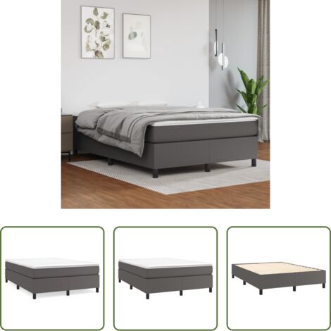 Letto a molle grigio -  Struttura Letto a Rete a Molle Grigio 140x190 cm in Similpelle