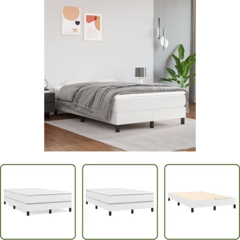 Letto a molle in similpelle -  Struttura Letto a Rete a Molle Bianco 120x200 cm in Similpelle