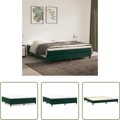 Letto a molle in velluto -  Struttura Letto a Rete a Molle Verde Scuro 160x200 cm in Velluto