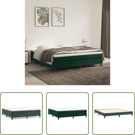 Letto a molle in velluto -  Struttura Letto a Rete a Molle Verde Scuro 180x200 cm in Velluto