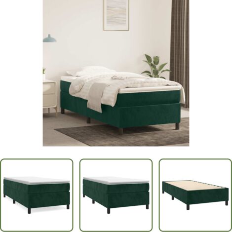Letto a molle in velluto -  Struttura Letto a Rete a Molle Verde Scuro 80x200 cm in Velluto