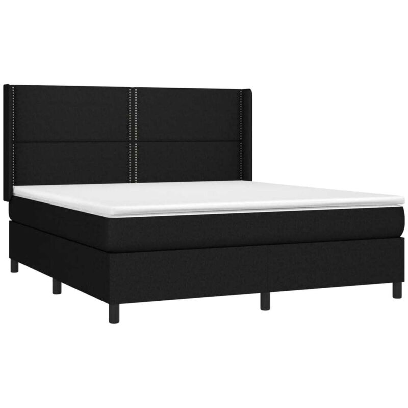 Vidaxl Letto A Molle Con Materasso E Led Nero 160x200 Cm In Tessuto